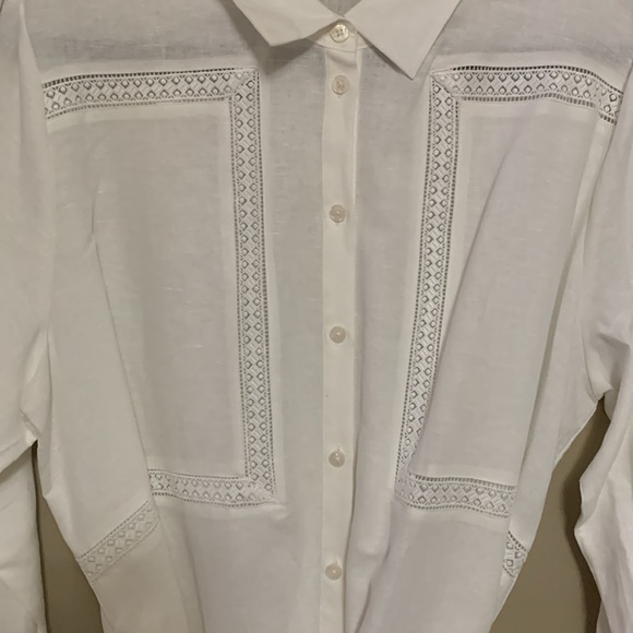 M&S Women Linen Rich Belted Collection Elegant White Shirt Dress Size 18 Quiet - Picture 3 of 16